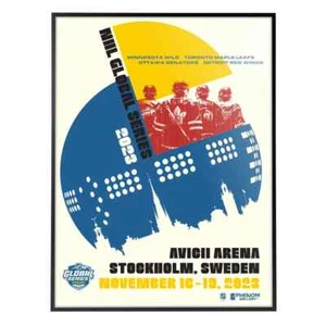 Phenom Gallery NHL 2023 Global Games 18" x 24" Deluxe Framed Serigraph - Picture 1 of 5