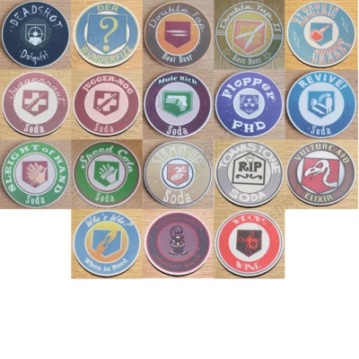 Paquete de cuatro (4) - Posavasos de bebida de goma con logo de zombie Perk de 3.5" en la parte superior de la tela Foto 1 de 2