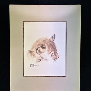 Nancy Fortunato Signed Print Baby Lion/Leopard Matted - Picture 1 of 8