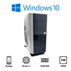 Alienware Aurora R6 PC i7-7700 CPU 3.60GHz 32GB 500GB SSD AMD HD 7950 3GB Win 10 - Picture 1 of 12