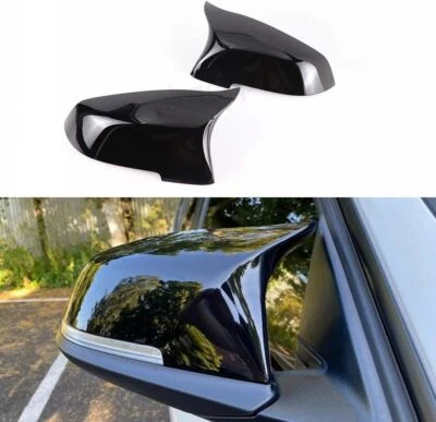 For BMW 7 Series 2013-2015 Bright Black OX Horn Rear View Side Door Mirror Cover - Image 1 of 4