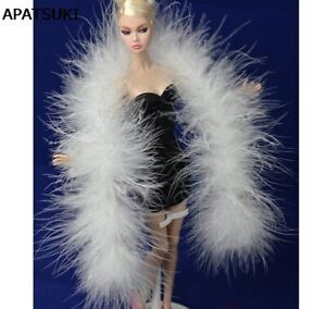 1/6 Doll Accessories Fashion White Long Plush Shawl For 11.5" Doll Pashmina Gift