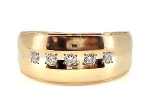 14K YELLOW GOLD ROUND DIAMOND MENS BAND - Picture 1 of 4