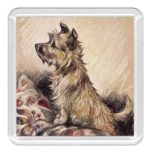 Cairn Terrier Dog on a Chair Acrylic Coaster Novelty Drink Cup Mat Great Gift - Picture 1 of 1