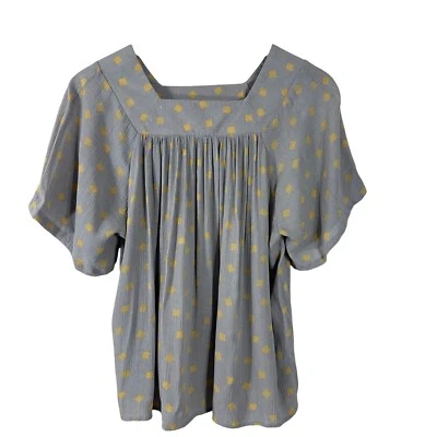 Top para mujer Downeast gris cuello cuadrado mangas aleteadas boho cottagecore talla XS Foto 1 de 4