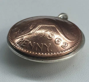 Handcrafted Florin and Penny Pendant - Sterling Silver Disc - Choose the Year - Picture 1 of 4