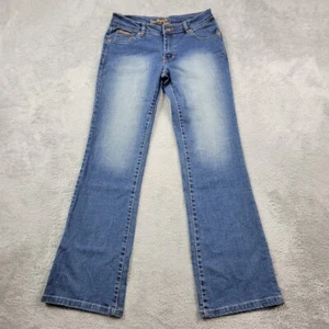 Pantalones de mezclilla Southpole para mujer 7 azules descoloridos corte bota acampanados desvanecidos holgados Y2K grunge - Imagen 1 de 13