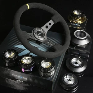 NRG 131H HUB+CARBON GEN 2.0 QUICK RELEASE+3"DISH STEERING WHEEL SUEDE W/MARKING - Foto 1 di 4