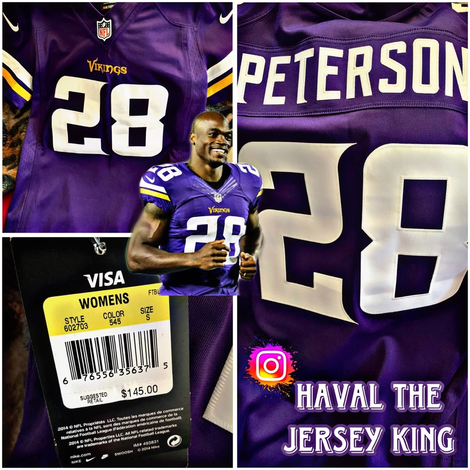 Camiseta deportiva para mujer Minnesota Vikings Adrian Peterson Nike púrpura juego Foto 1 de 1