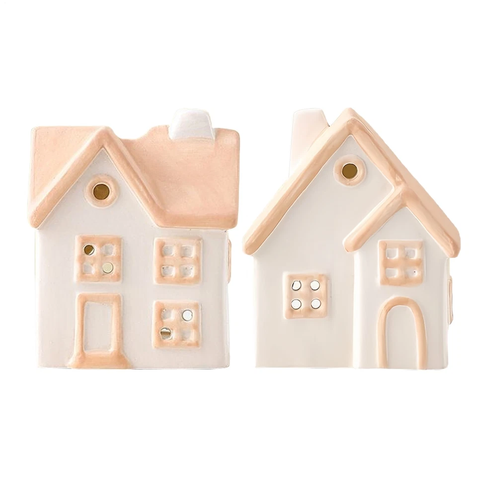 Hollowed Cottage House Tealight Candle Holder Ceramic Tea Light Candle Holder  - Image 1 of 4