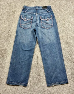 Jeans Vintage Basic Code Para Hombre 32x32 Azul Suelto Patinador Puntadas Rojas Pierna Ancha Y2K - Imagen 1 de 10