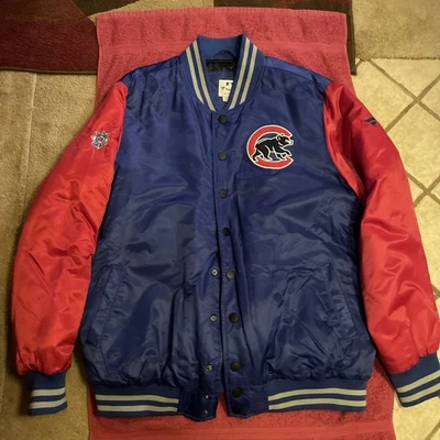 Fanatics Chicago Cubs MBL Satin Jacket Size XL Snap Up Front Logo - Image 1 of 4