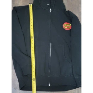 Santa Cruz Skateboards Classic Dot Logo Black Full Zip Hoodie Sweatshirt - Picture 1 of 6