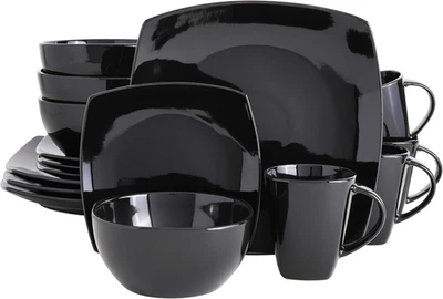 Juego de vajilla de gres Gibson Soho Lounge cuadrado esmaltado reactivo, servicio para 4 Foto 1 de 4