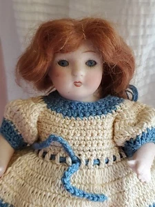 5.5" Adorable Antique All Bisque 83/100 Blue Sleep Eyes, Black Shoes, Kestner? - Picture 1 of 18