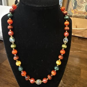 Lisner Necklace Cats Eye Crystal Vintage Jewelry Retro Autumn Witch 20” Extender - Picture 1 of 8