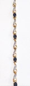 Ross Simons Sterling Silver Vermeil Sapphire Tennis Bracelet 7.75" - Picture 1 of 5