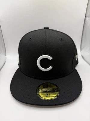 Gorra ajustada New Era 59Fifty Chicago Cubs negra/blanca MLB talla 7 1/4 Foto 1 de 4