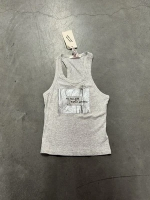 Blusa sin mangas vintage Y2K Euro Grunge gótica plateada gráfica cami stock muerto nueva con etiquetas Foto 1 de 4