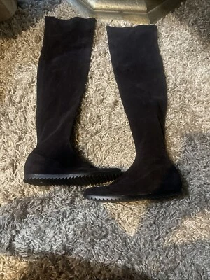 Pedro Garcia kesia «ЛЕГКО» до колена черная замша езды плоский ботинки размер 36 $725 - Изображение 1 из 4