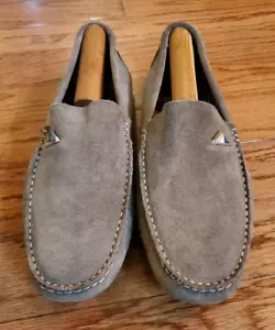 Roberto P. Luxury Mens Tan Suede Driving Moccasin Loafers Size 45 Made In Italy - Picture 1 of 15
