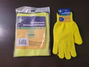 Set of Reflective Safety Vest Large & Safety Gloves One Size Fits Most (NEW) - Picture 1 of 5