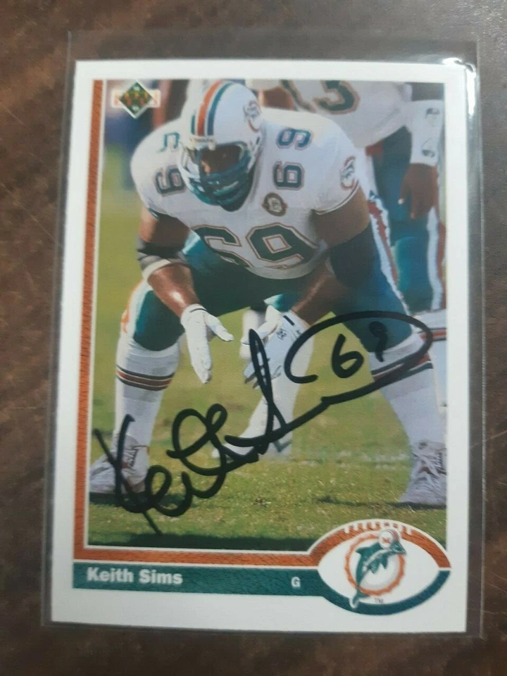 Keith Sims Signed NFL Card ( Miami Dolphins ) Iowa State University   - Image 1 of 1