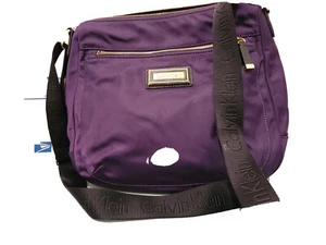 Calvin Klein Crossbody Handbag Plum w/ Black Strap, Pre-owned - Picture 1 of 9