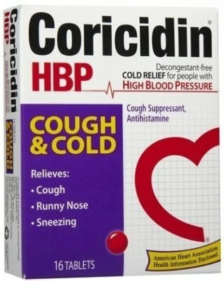 Coricidin HBP Cough & Cold Cough Suppressant Antihistamine Tablets 16 Ct 5 Pack - Image 1 of 3