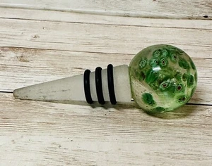 Glass Millefiori Bottle Stopper Green & Red  - Picture 1 of 6