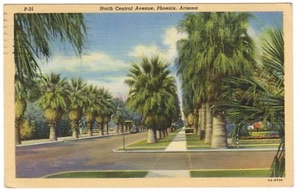 Alte Postkarte Arizona North Central Avenue Phoenix P-35 1945 Post - Bild 1 von 2