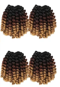 8" Jamaican Bounce Crochet Hair 4 Packs Jumpy W Curly Hair 1B/30/27 Fun Short - Picture 1 of 2