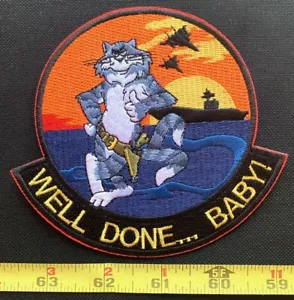 F-14 TOMCAT militar estadounidense ¡Bien hecho bebé! Hierro en parche azul marino - Imagen 1 de 4