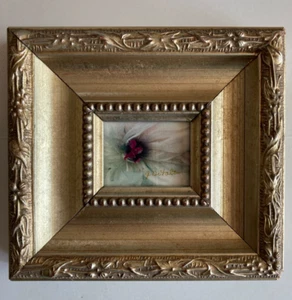 Mini quadro vintage Ginger DeLater arte incorniciato stampa fiori petali bianchi firmato - Foto 1 di 18