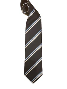 NEW Ermenegildo Zegna Pure Silk Navy Silver Lt Blue Striped Classic Tie Italy 57 - Picture 1 of 2