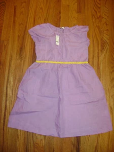 NWT BROOKS BROTHERS DRESS for GIRLS size 12 PURPLE YELLOW BELT TRIM 100% LINEN - Picture 1 of 5