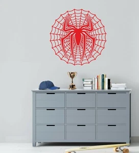 Pegatinas de pared Spiderman y tela de araña calcomanía de vinilo niños guardería decoración de vinilo - Imagen 1 de 8