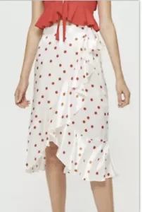 Topshop White And Red Polka Dot Wrap Skirt Size 12 BNWT - Picture 1 of 5