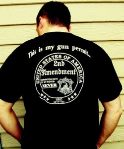 T-shirt uomo uomo nuova This is my GUN PERMISE 2° emendamento bianca BACK nera - Foto 1 di 2
