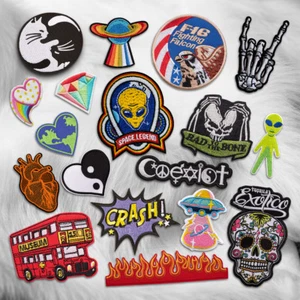 Skull Bus Heart UFO Embroidered Sew On Iron On Patch Badge Clothes Fabric Craft - Picture 1 of 85
