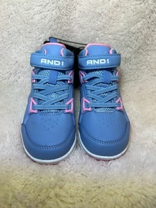 AND1 GIRLS HIGH TOP LACE UP BASKETBALL ATHLETIC SHOES BLUE PINK SIZE 10 - Picture 1 of 6