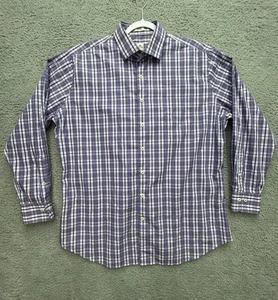 Camisa Peter Millar Para Hombre XL Púrpura Blanca A Cuadros Abotonada Manga Larga Algodón - Imagen 1 de 13