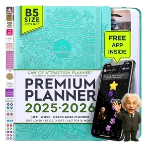 Soft Turquoise 2025-2026 Life Planner with Vision Board & 296 Pages of Goals - Foto 1 di 9