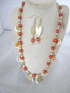23" Necklace & Earring Set Upcycled Lt Adobe Recycled Paper Plastic Bottle Beads - Picture 1 of 5