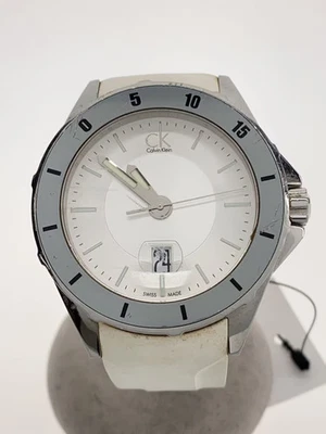 Orologio al quarzo CK Calvin Klein analogico gomma argento bianco SS - Immagine 1 di 4