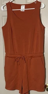 SERRA Shorts V-neck Jumpsuit Drawstring Waist Orange Medium - Picture 1 of 6