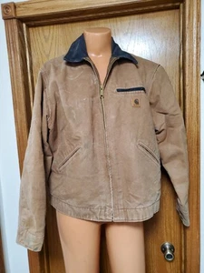MENS Vtg CARHARTT DETROIT JACKET J97 BLANKET LINED DISTRESSED Sz XL COAT Brown - Picture 1 of 10