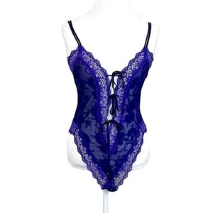 VTG Victoria's Secret Lingerie Gold Label Lace Teddy Size Small Purple Romantic - Picture 1 of 13