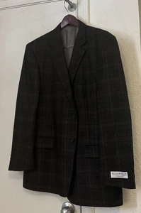 New W Tag Givenchy 2btn Brown Plaid LambsWool Sportcoat 46 R Reg USA Made - Picture 1 of 4
