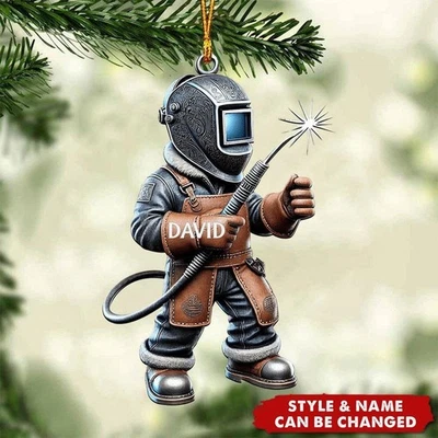 Adorno de Navidad Soldador Personalizado: Nombre Personalizado, Regalo Acrílico Metal Trabajador Foto 1 de 4